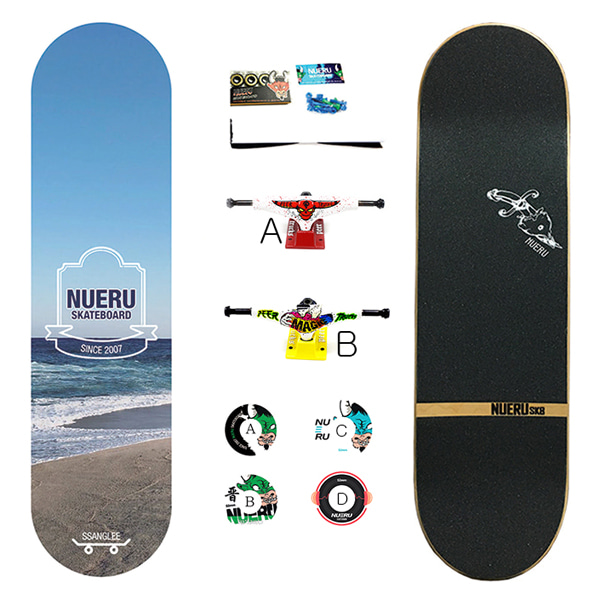 NUERU/느루 스케이트 셋트 PRO SSANGLEE NEW MODEL SET-C (느루 스케이트보드셋트/완성품)